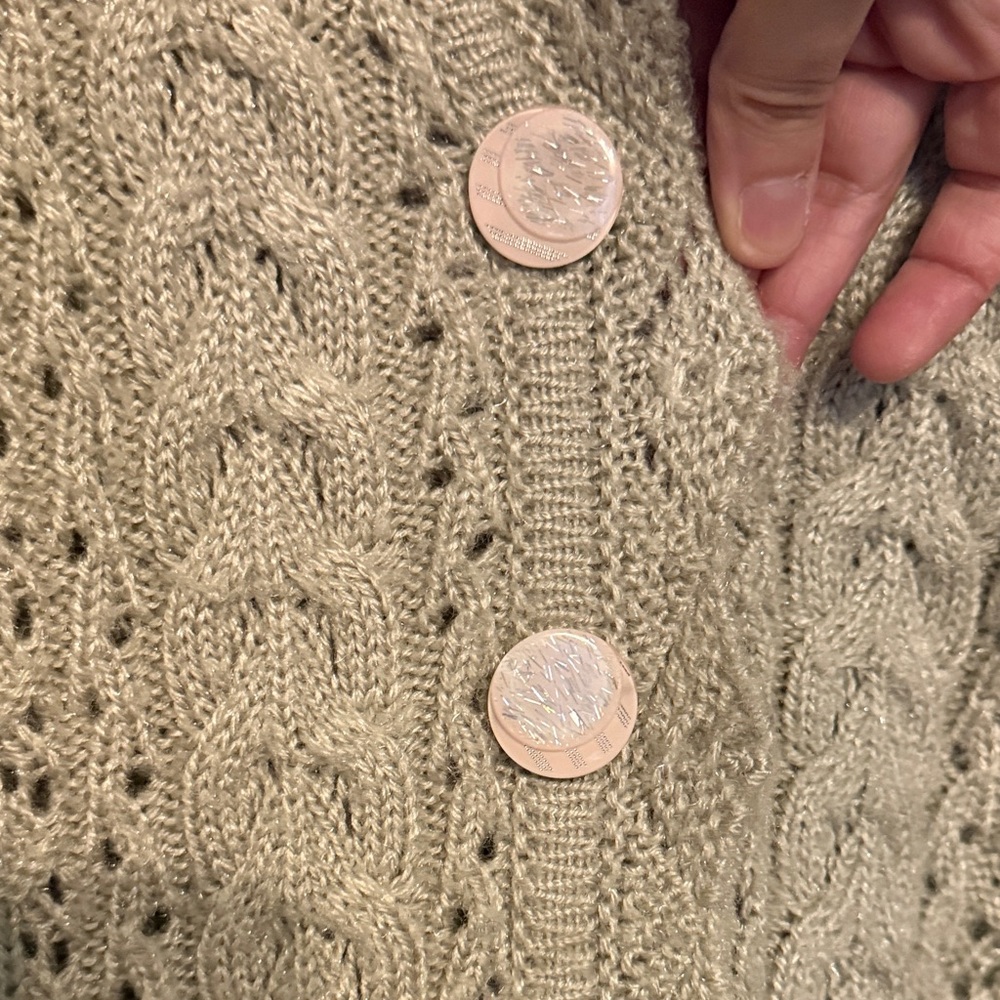 Buy 5 for 10$❗️Vintage Grey-beige Cable Knit Cardigan - Picture 4 of 7